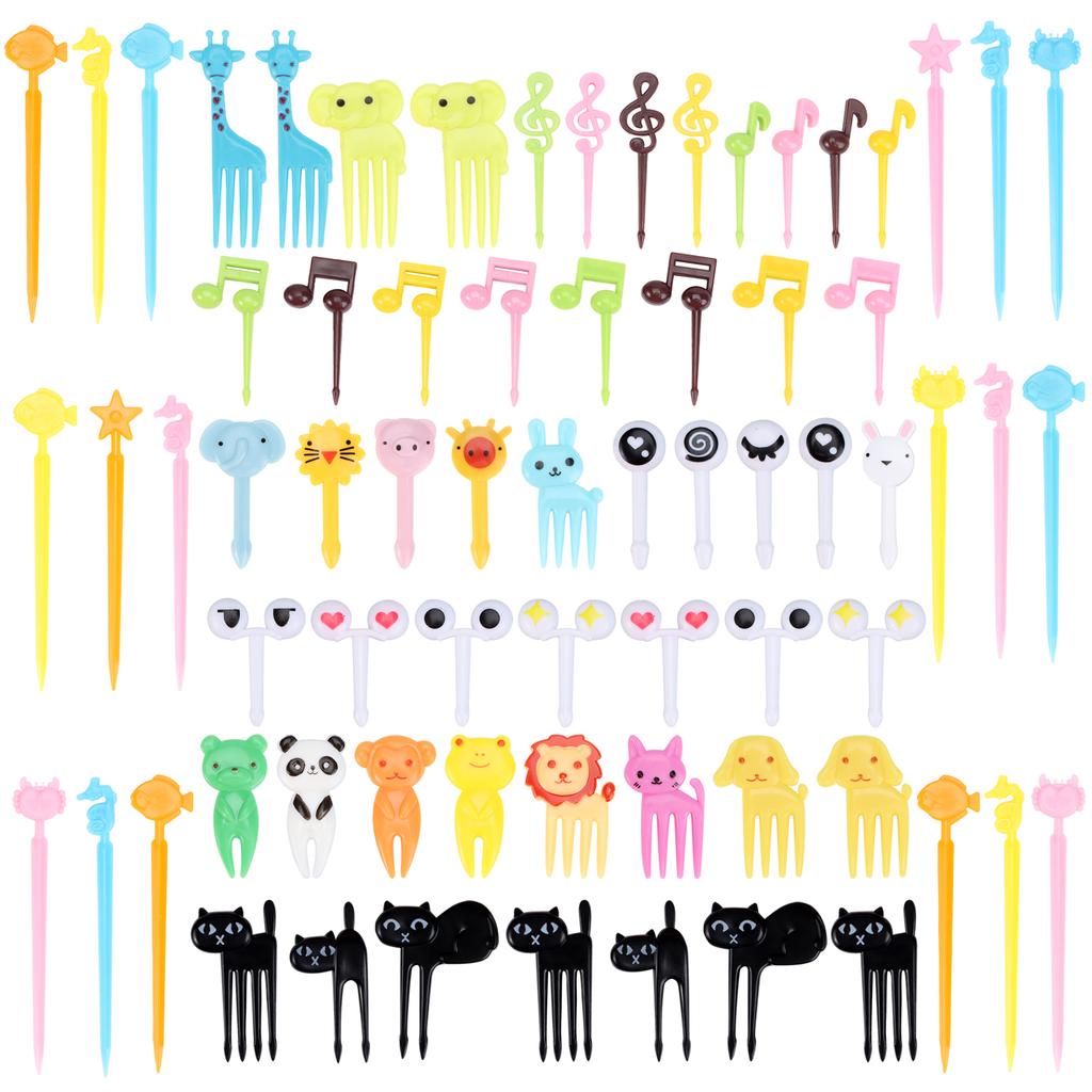 Vanproo 105Pcs Animal Fruit Food Picks, Cute Animals Toothpick Fun Bento Box Pic