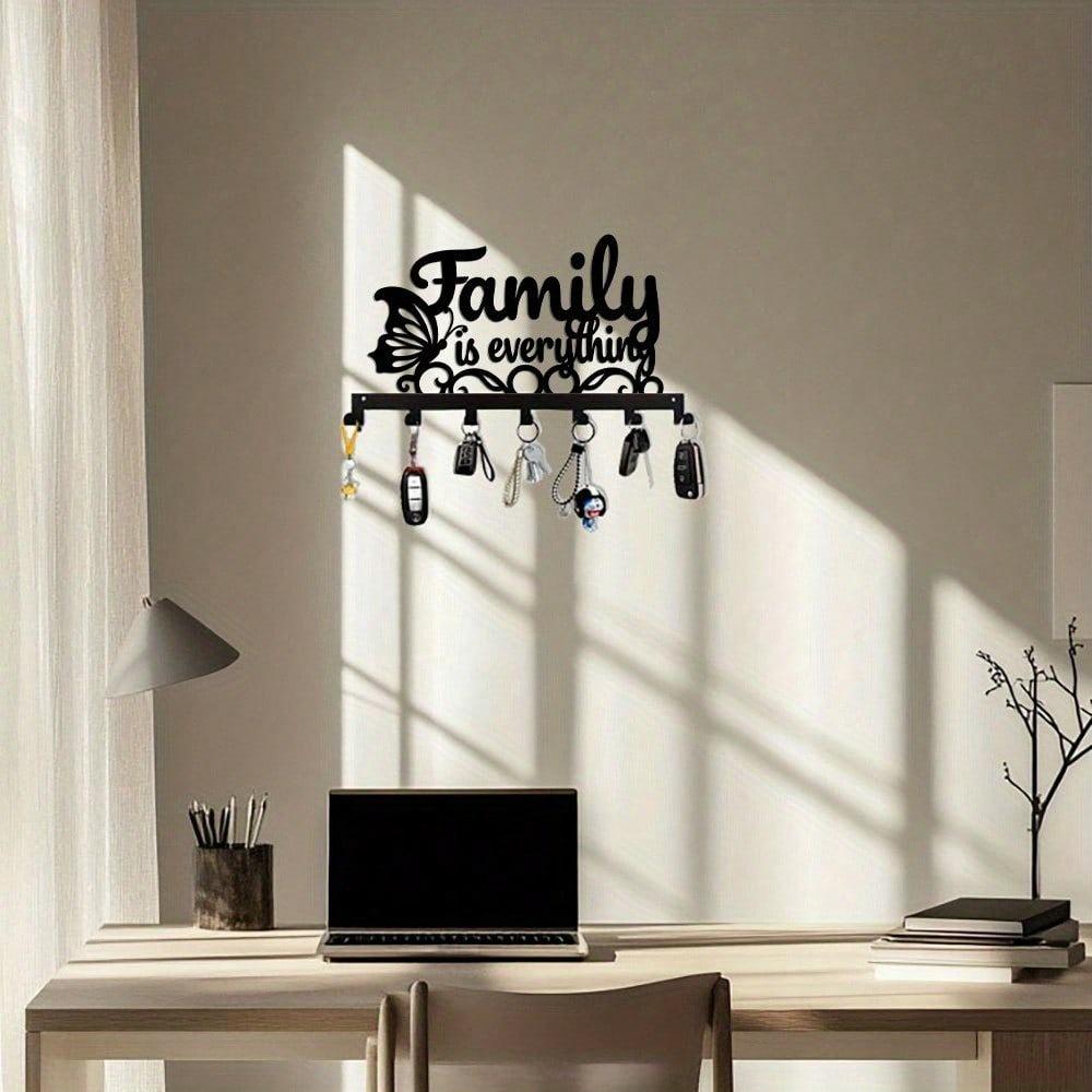 Family First Key Hook Set 7 Hooks Wall Mounted Organizer for Hallway Entryway