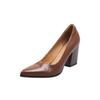 Fashion 2025 New Genuine Leather Pointed Toe Thick High Heels Spring Shoes Grace Wedding Mature Shallow Slip on Comfortable Women Shoes
