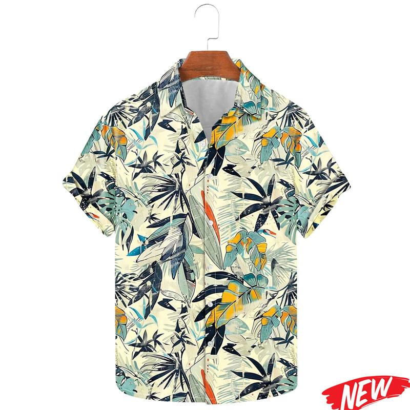 Hawaiian Flower Pattern Men Shirt 3d Printed Floral Summer Beach Short Sleeve Lapel Shirts Streetwear Button vacation Shirt
