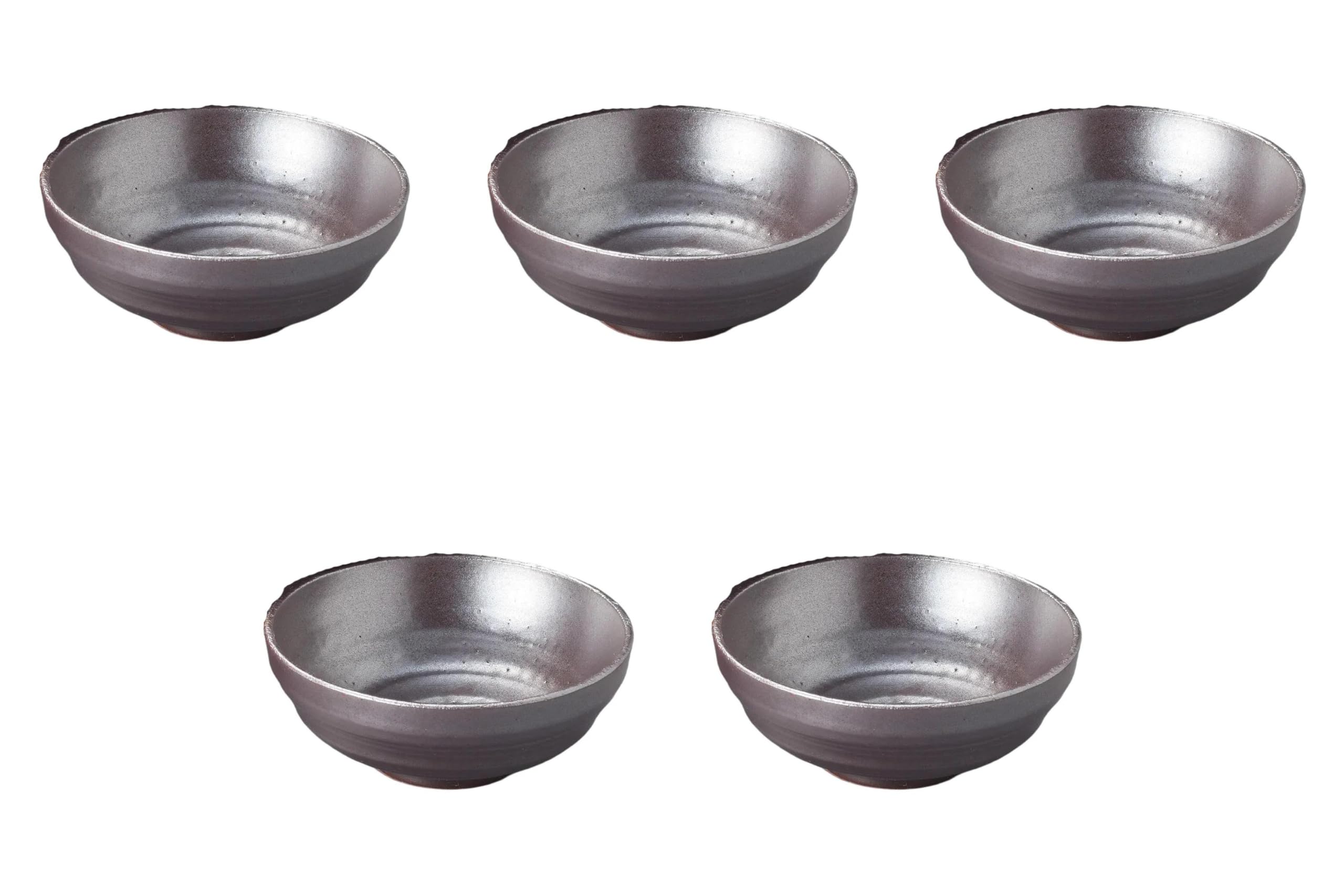 

Набор из 5 маленьких пиал Oyama с черной глазурью x Банко-яки Фаянс Прямой Сэтомонохонпо [13,6 5,3 см] Горшки, Огонь,