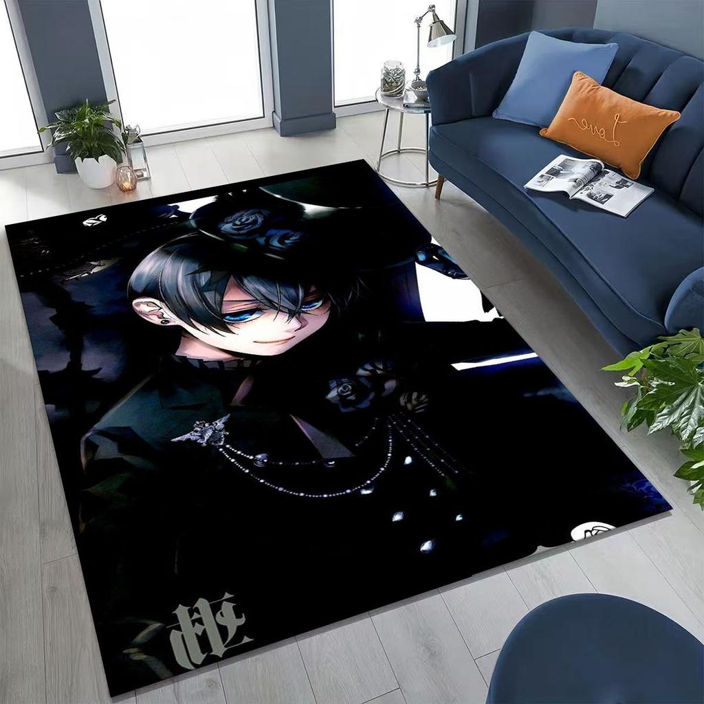 Anime Black Butler Sebastian Ciel Cartoon Cartoon Rug for Bedroom Living Room Sofa Home Doormat Decor,Kids Non-slip Floor Mat