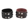 2pcs Wide PU Leather Bracelet Wrist Cuffs Punk Cuff Bracelet for Motorcycle Rider Black Brown