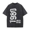 45 Years Old 1980 Limited Edition Number Design Washed Short Sleeve Loose Streetwear Tee Hip Hop
