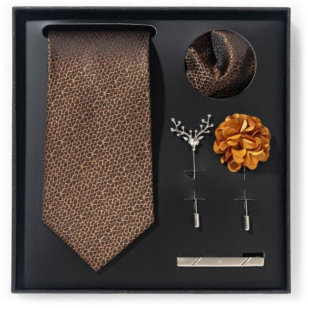 Tie Men'S Net Color Striped Cashew Flower Men'S Tie High Sense 6-Piece Gift Box Men'S Suit Accessories