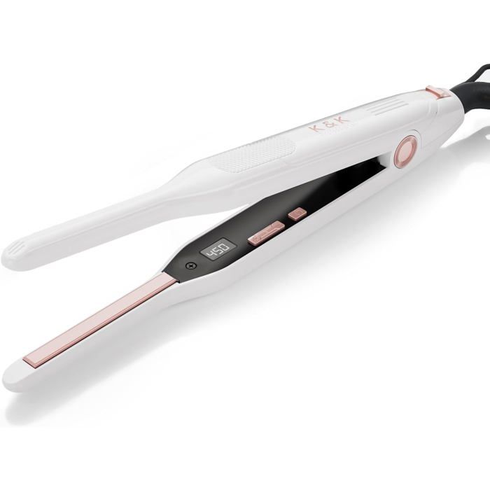 Kk mini lisseur cheveux court, fer a lisser lisseur boucleur cheveux 2 en 1,pour cheveux courts, frange, barbe masculine, 15s chauf