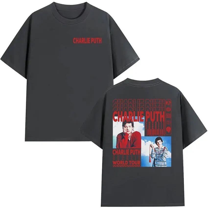 Unisex Fashion Vintage Oversized Cotton Tshirt Streetwear Rapper Charlie Puth Whatevers Clever World Tour 2026 Graphic T Shirts