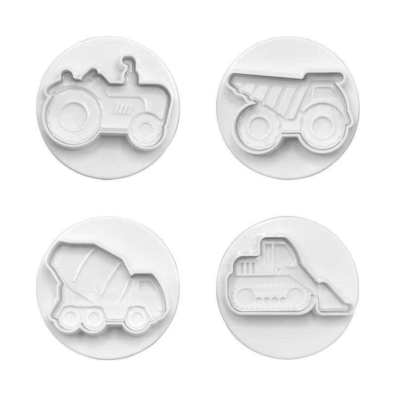4Pcs 3D Car Plane Cookie Cutter Biscuit Mold Train Vehicle Transportation Baking Stamp Press Plunger Sugarcraft Fondant Cutters