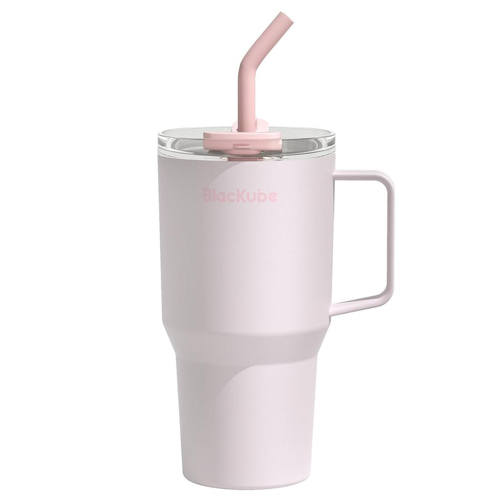 Blackube Ceramic Tumbler Straw Kettle Handle 800ml Coffee Vacuum Quencher Insulation Cold Insulated Wide Mouth Large Capacity Direct Drinking Home