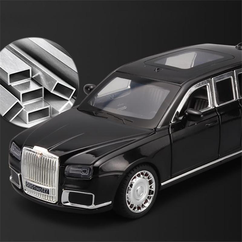 1/24 Aurus Senat Alloy Limousine Luxy Car Model Diecast Metal Bulletproof Vehicle Car Model Simulation Sound Light Kids Toy Gift