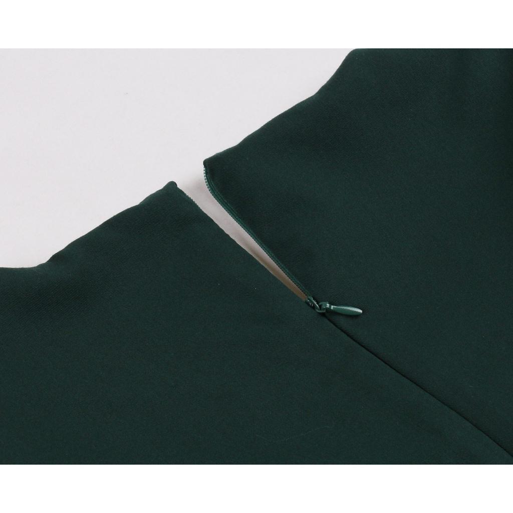 GMXIA Vestido Elegante de Estilo Herben con Cuello Corazón, Plisado, Cintura Alta y Color Sólido Vintage