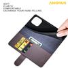 For iPhone 15 Stand Cases Calf Texture Genuine Split Leather Wallet Phone Cover