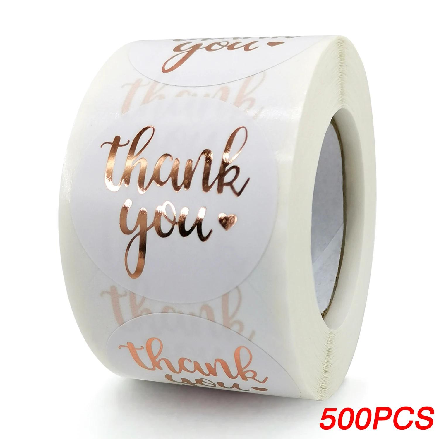 500 Листов/Рулон Розово-Золотые Наклейки «Спасибо» для Вечеринки, Подарка, Конверта, Упаковки, Декоративные Наклейки, Наклейки с Пожеланиями Благодарности Medium
