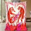 Tiger Dance in Jungle Theme blanket Lightweight Warm Flannel Blanket Decorative Throw Blanket for Home Decoration