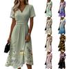 Ladies' Floral Casual Fashionable Short Sleeved V-neck Dress