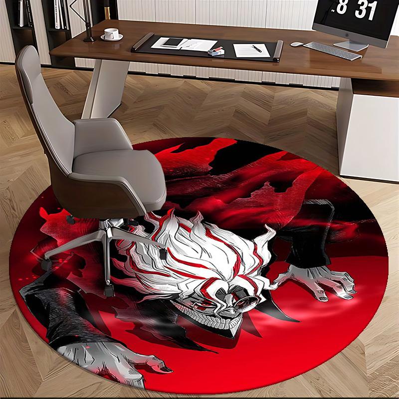 1pc Tokyo Ghoul Kaneki Ken Round Carpet Anime Cartoon Design, Office Chair Mat, NonSlip Rug for Home Decor, Living Room