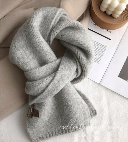 Super milk color~ blended knitted solid color wool couple small scarf Korean thickened warm versatile scarf