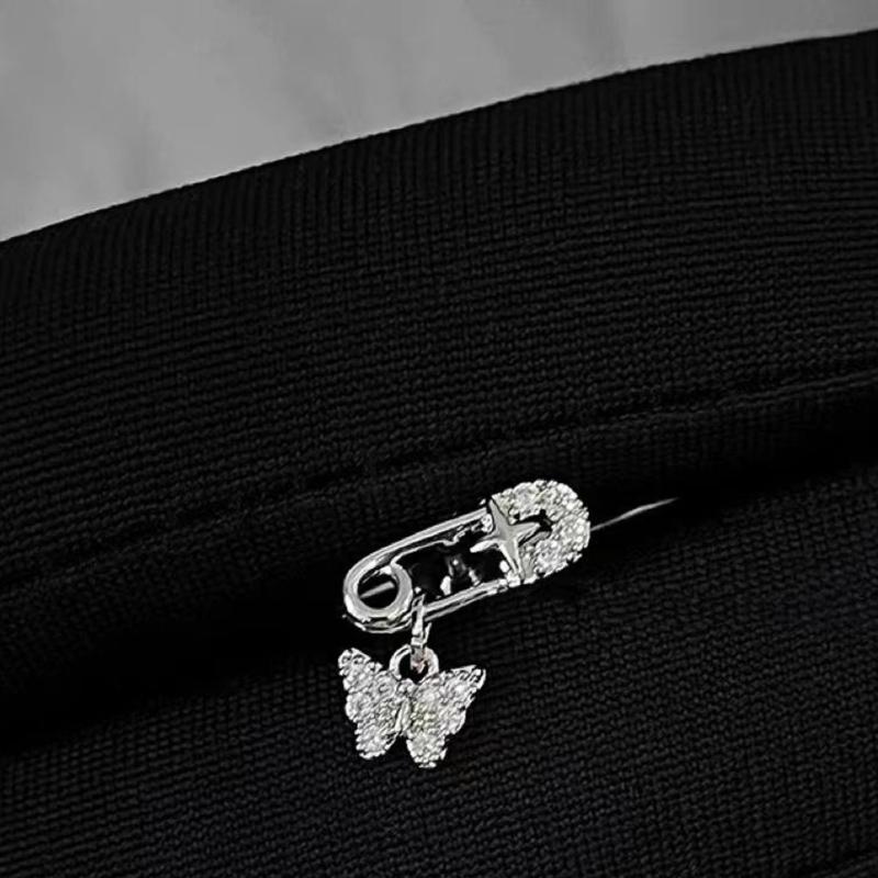 Dazzling Titaniums Steel Ear Climber Butterfly Stud With Safety Pin Cartilage Piercing Earring Handmade Body Jewelry