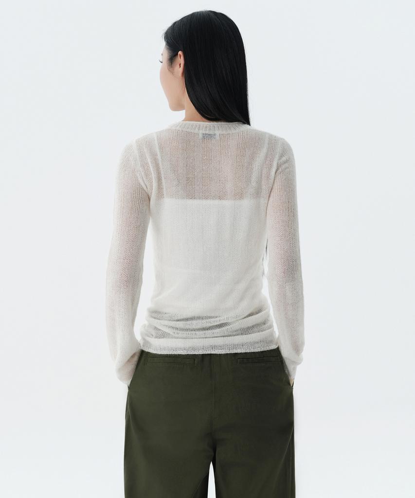 MUSINSA STANDARD WOMAN Women'S Sheer Vertical Textured Knit [Ivory]