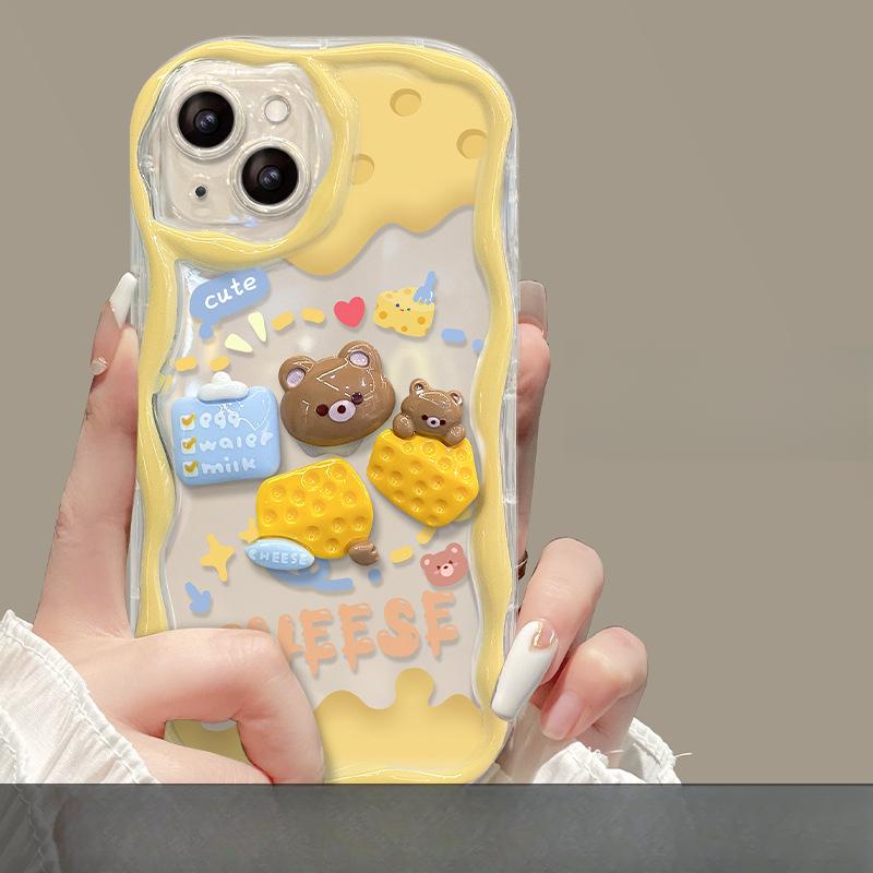 

Подходит для чехла для мобильного телефона Apple 14promax iPhone 13 Прозрачный Противоударный 12 Мультяшный Сыр Трехмерная Кукла Цепочка iPhone 6s Plus