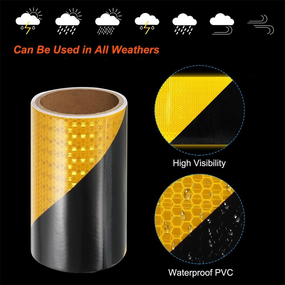 4inch*17FT Twill Yellow And Black Reflective Stickers Car Styling Vehicle Truck Motorcycle Waterproof Film Reflector For Things