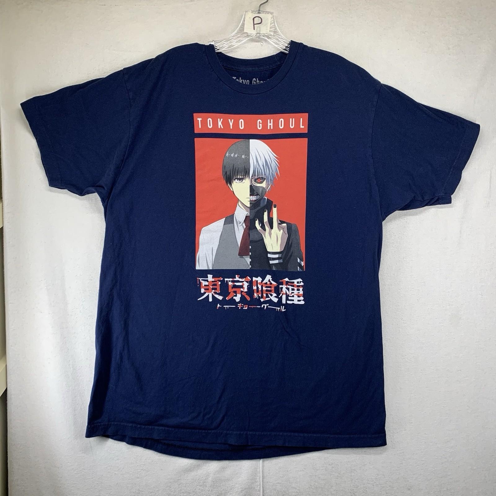Men s Tokyo Ghoul Blue T-Shirt XL Big Front Graphic 100% Cotton cruncyroll 2XL