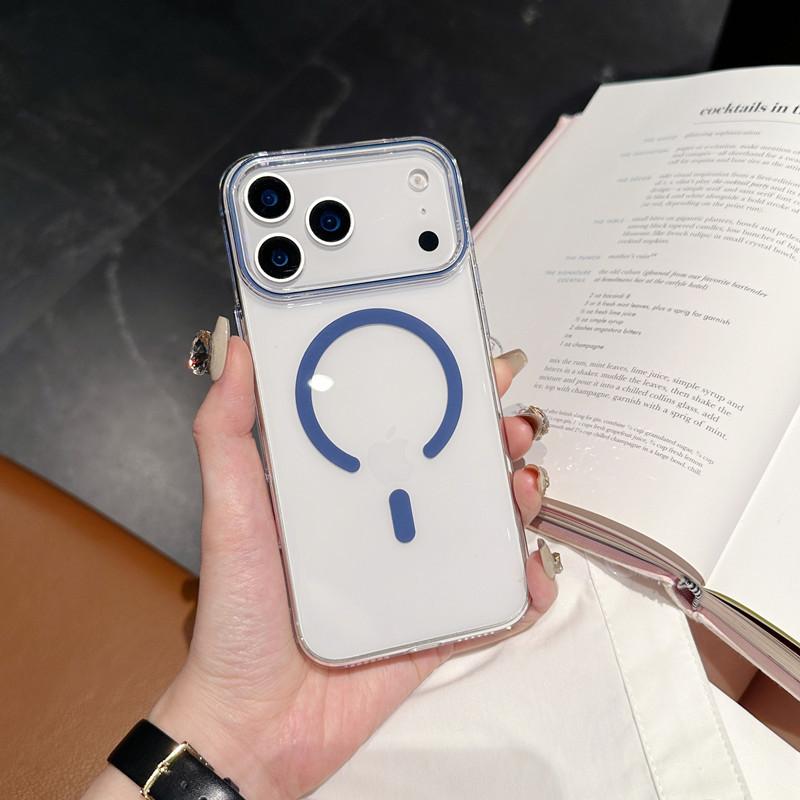 IPhone 17 Mobile Phone Case Ice permeable Magnetic Absorbing PC Anti fall Apple 16pro Transparent Original Color 15 Protection Case