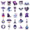 50 Holographic Witch Stickers: Waterproof Halloween Magic Film Sheets