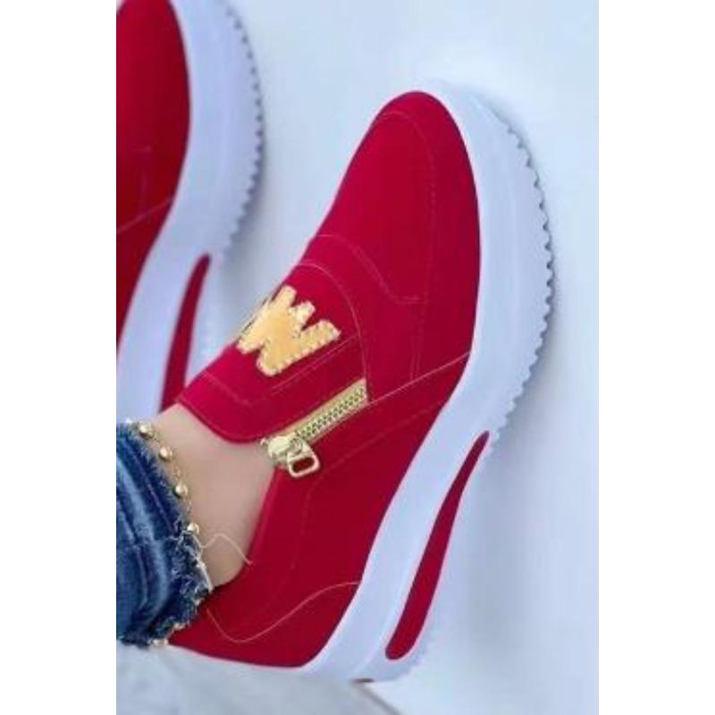 New Fashion Women Casual Sneakers Printed Side Zipper Platform Plus Size Vulcanized Shoes Zapatos Mujer
