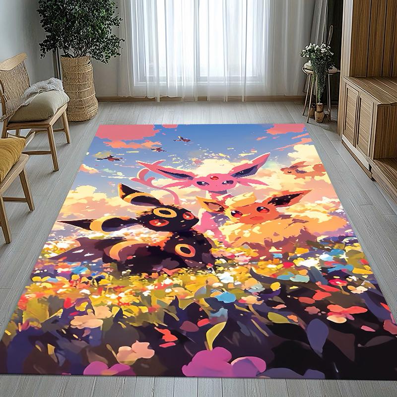 Kawaii Pokemon Pikachu Cartoon Living Room Non-Slip Area Rug Soft Carpet for Bedroom Kids Playroom Sofa,Home Decor Doormat Gift
