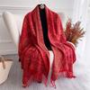 Luxury Cashmere Winter Scarves Embroidery Elegant Poncho Pareo Cape Warm Pashmina Shawl Chunky Headscarf Wrap Lady Turban