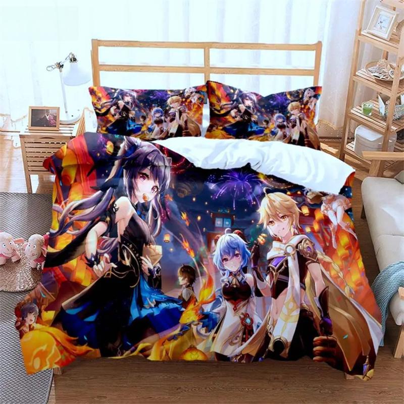 Genshin Impact Animation Cartoon Soft And Comfortable Customizable Comforter Bedding Sets Bedding Set Luxury Quilt Cover