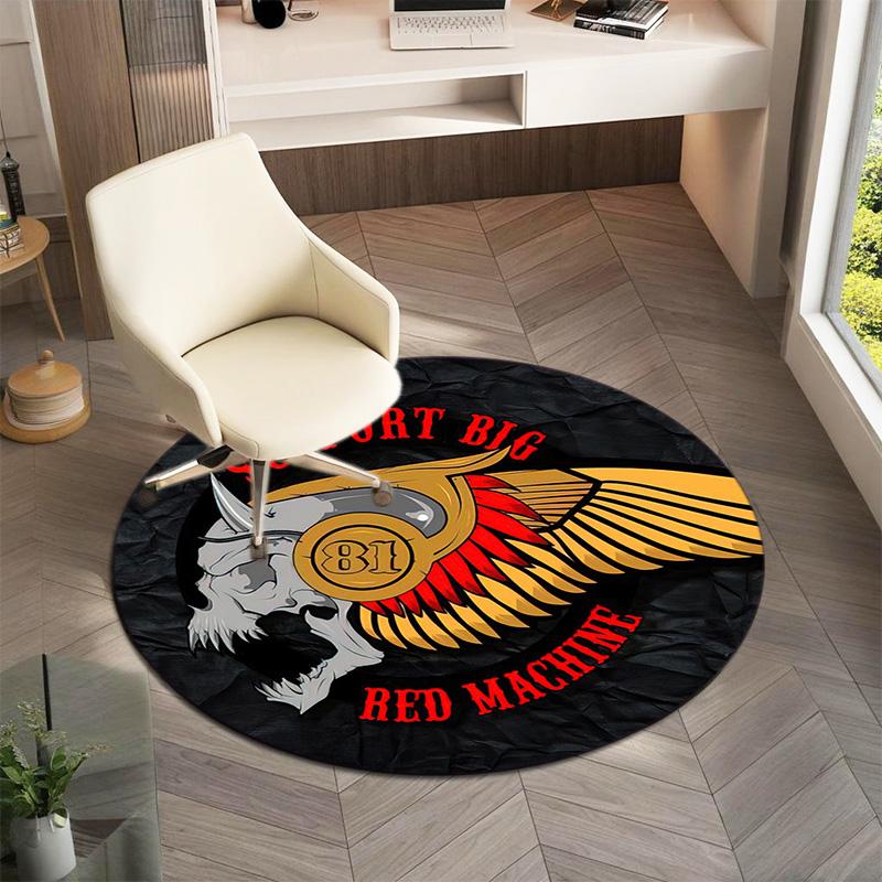 Gang violence Motorcycle enthusiasts Hells Angels Motorcycle Club circular carpet is soft, home, bedroom, door mat decoration, and non slip carpet E5