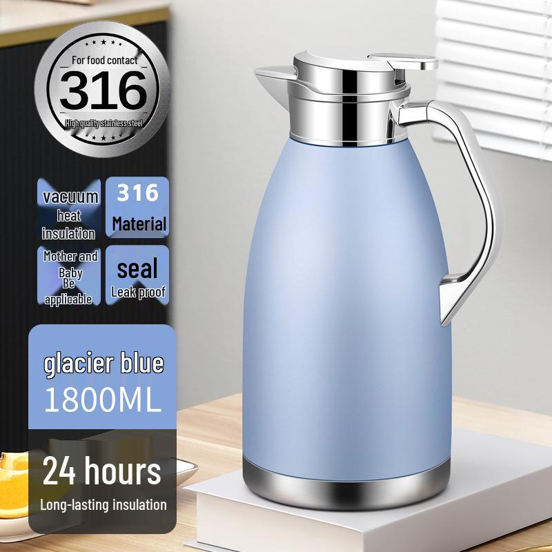 Large Capacity Stainless Steel Thermos Pot - Long-Lasting Hot Water and Boiling Bottle for Home or Restaurant Use.