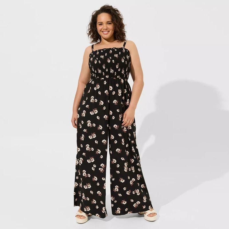 

European and American Leisure Loose Plus size Chubby Girl Sling Jumpsuit Women 2025 Summer New Slimming Wide Leg Pants Women 644 Flower color 4 pieces