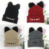 Stylish Cat Ears Women Hat Knitted Acrylic Warm Winter Beanie Caps For Ultimate Warmth