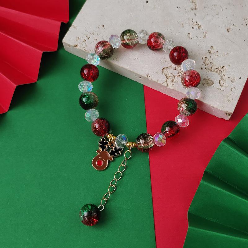 European & American Christmas Crystal Snowflake & Santa Pendant Bracelet