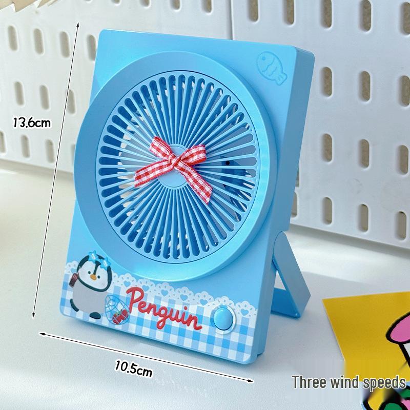 

Blue Mist Penguin USB Desktop Fan - Cute, Compact, Gift-Ready for Student Dorms 3 Speeds [500mAh]