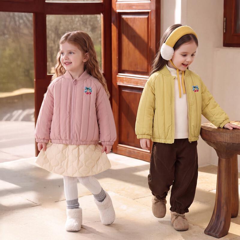 JELLYBABY Girls' Cherry Cartoon Fleece-Lined Winter Jacket
