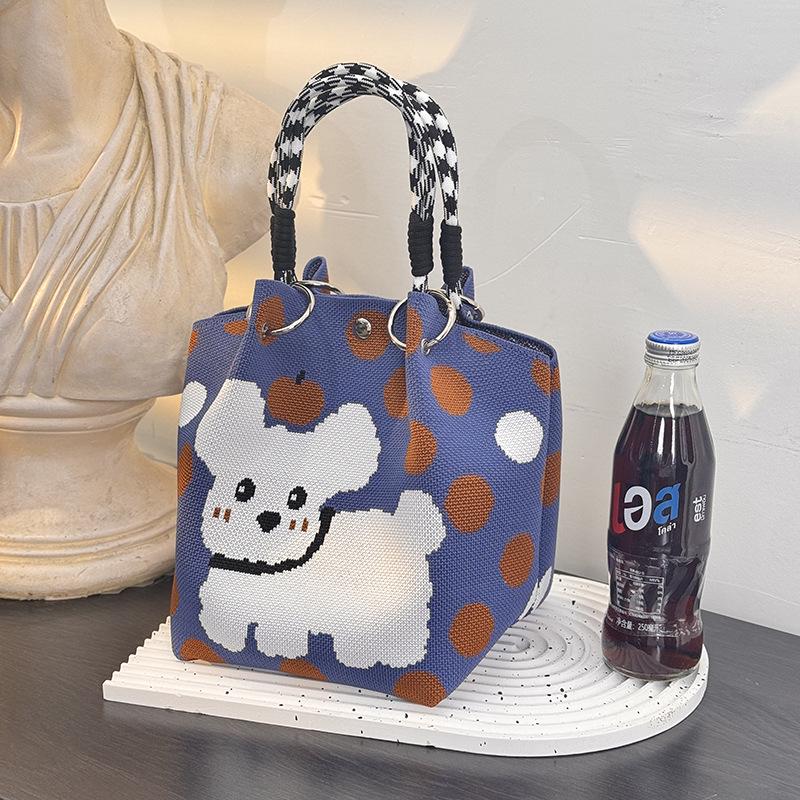 2025 Niedliche Tier Strickhandtasche - Damen Tragetasche mit großem Fassungsvermögen für Arbeit & Ausflüge