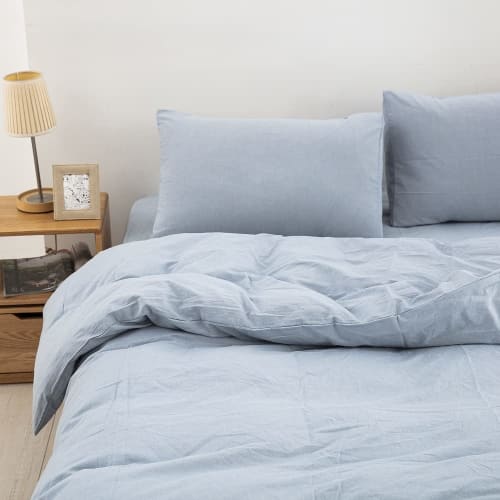 Set of 2 Organic Cotton Pillowcases, 100% Washed Cotton, 2 Pillowcases, 50x70cm, Dust Mite Resistant, Antibacterial, and Odor Resistant, Envelope Styl