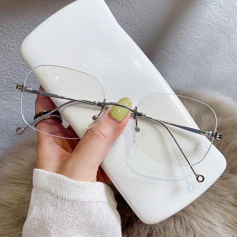 Seemfly Blålysblokkerende Innfatningsløse Myopibriller Kvinner Metallinnfatning Gjennomsiktige Briller Briller Nærsynt -1.0 Til -4.0