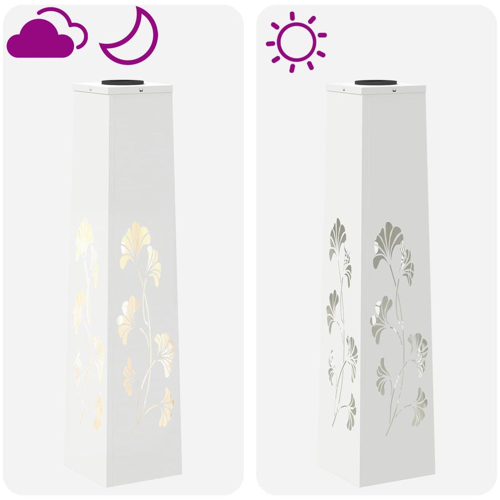 Solar LED Path Light 2 Pcs White Cold Rolled Steel