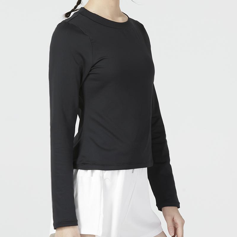 Under Armour Solid Color Sports Training Long Sleeve T-Shirt Women Tops Black 1376338-001