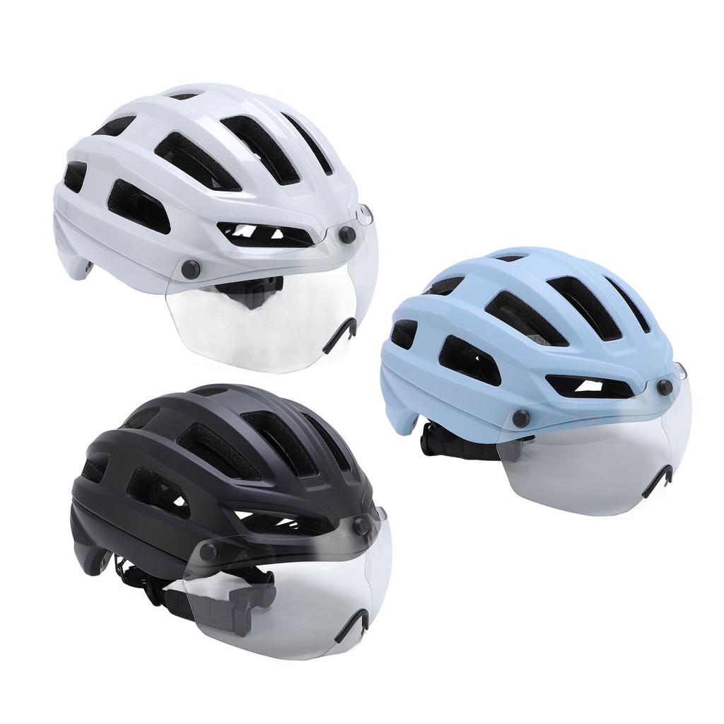 Bike Helmet with Magnetic Photochromic Goggles PC EPS Windproof Impact Proof Lightweight Breathable 
