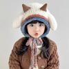 Simpatico Cappello di Peluche in Lana d'Agnello - Autunno/Inverno da Donna Caldo con Lacci Lavorato a Maglia Protezione Orecchie Versatile Pullover.