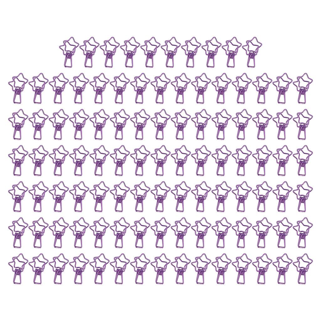 100pcs Star Binder Clips Cute Cartoon Hollow Strong Clamping Force Sturdy Metal Paper Clamps for Office Account Tickets