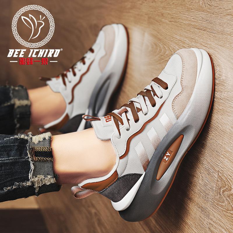 Men's Shoes Retro High-end Dad Shoes Summer Mesh Leather Heightening Casual Breathable Sports Shoes