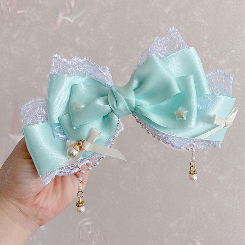 Cute Baby Bows Hair Clip For Kids Girls Solid Color Hairpins Barrettes Handmade Headwear Hair Accessories Princess Lolita Hair Clamp