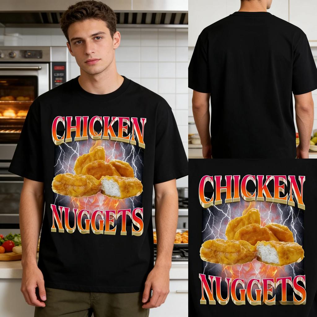 Womens Funny Chicken Nuggets Vintage Meme Graphic Tshirt Hip Hop Gothic Style Comfort Cotton Top